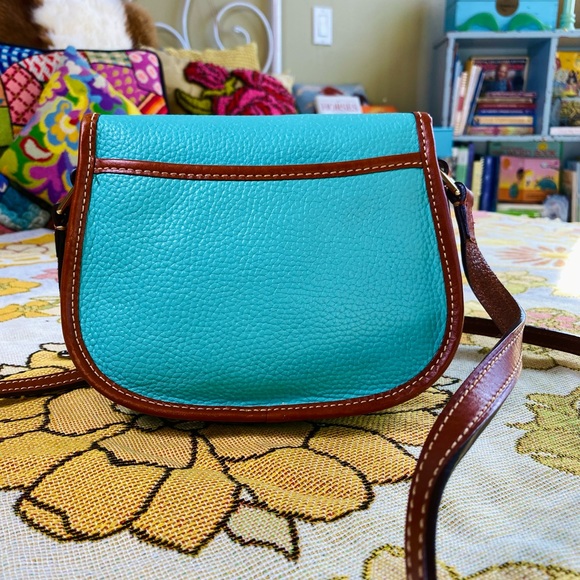 Dooney and Bourke Leather Grain Crossbody Saddle Bag in Turquoise Blue - Picture 10 of 15